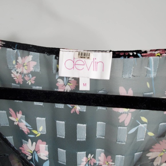 DEVLIN • Black Alexis Midnight Lotus Dress Sz Medium - Picture 6 of 8